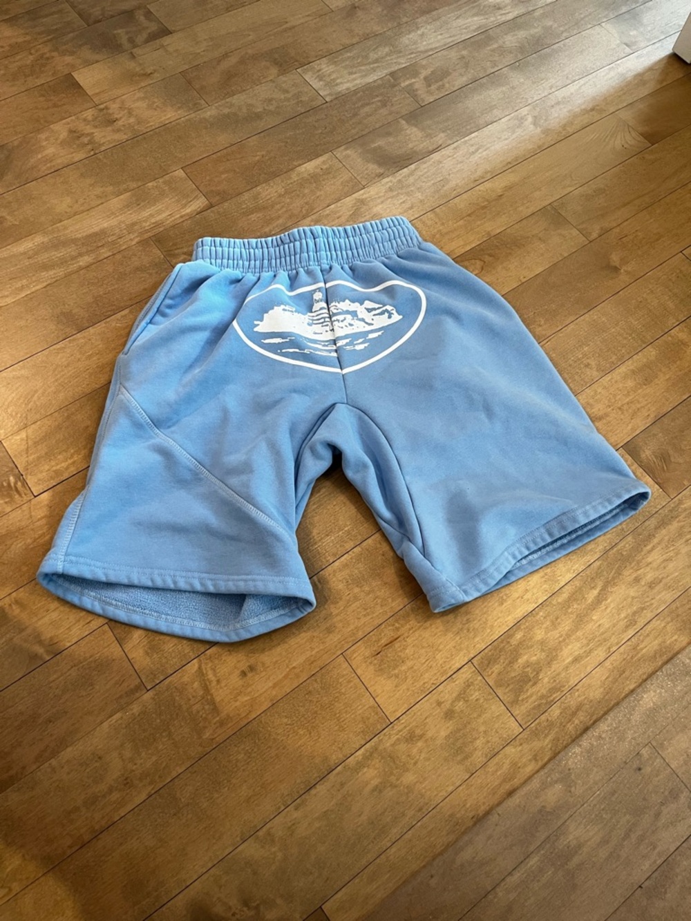 Light Blue Graphic corteiz shorts